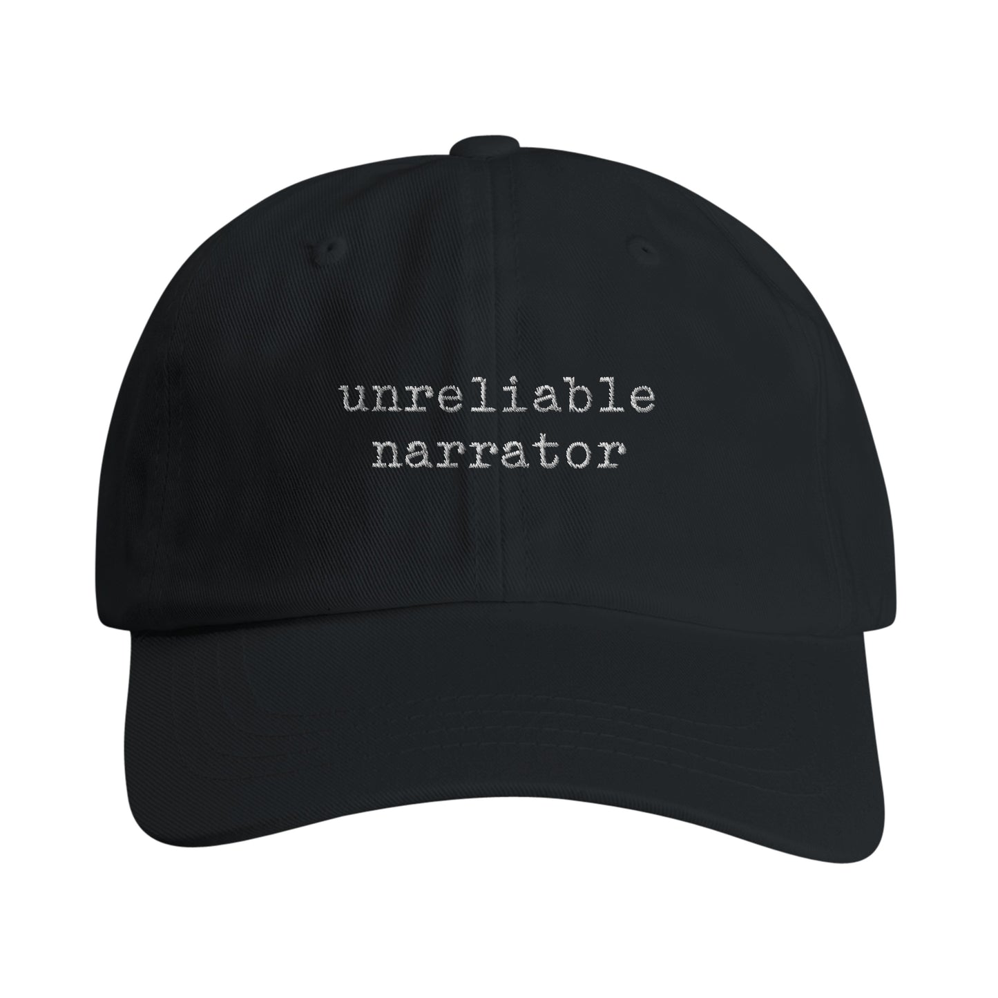 Unreliable Narrator Embroidered Baseball Cap – Literary Charm for Book Lovers