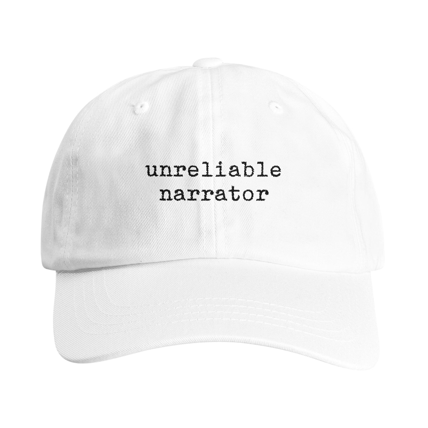 Unreliable Narrator Embroidered Baseball Cap – Literary Charm for Book Lovers
